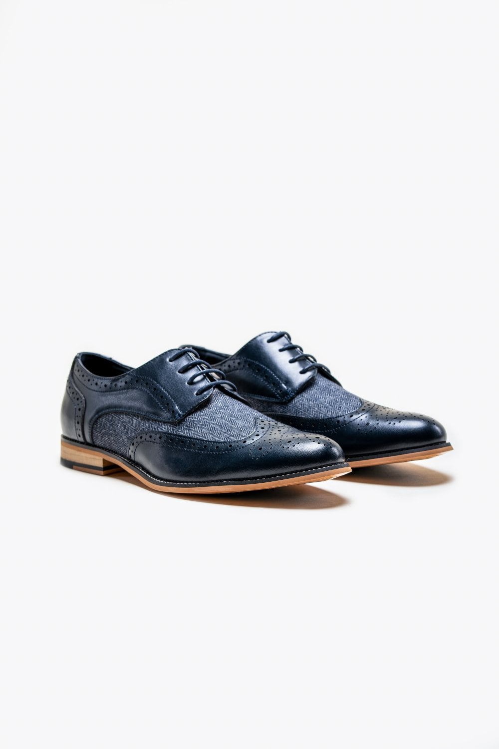 Navy Tweed 'Horatio' Brogues (Shoe Size: 9) - Cavani - Mens