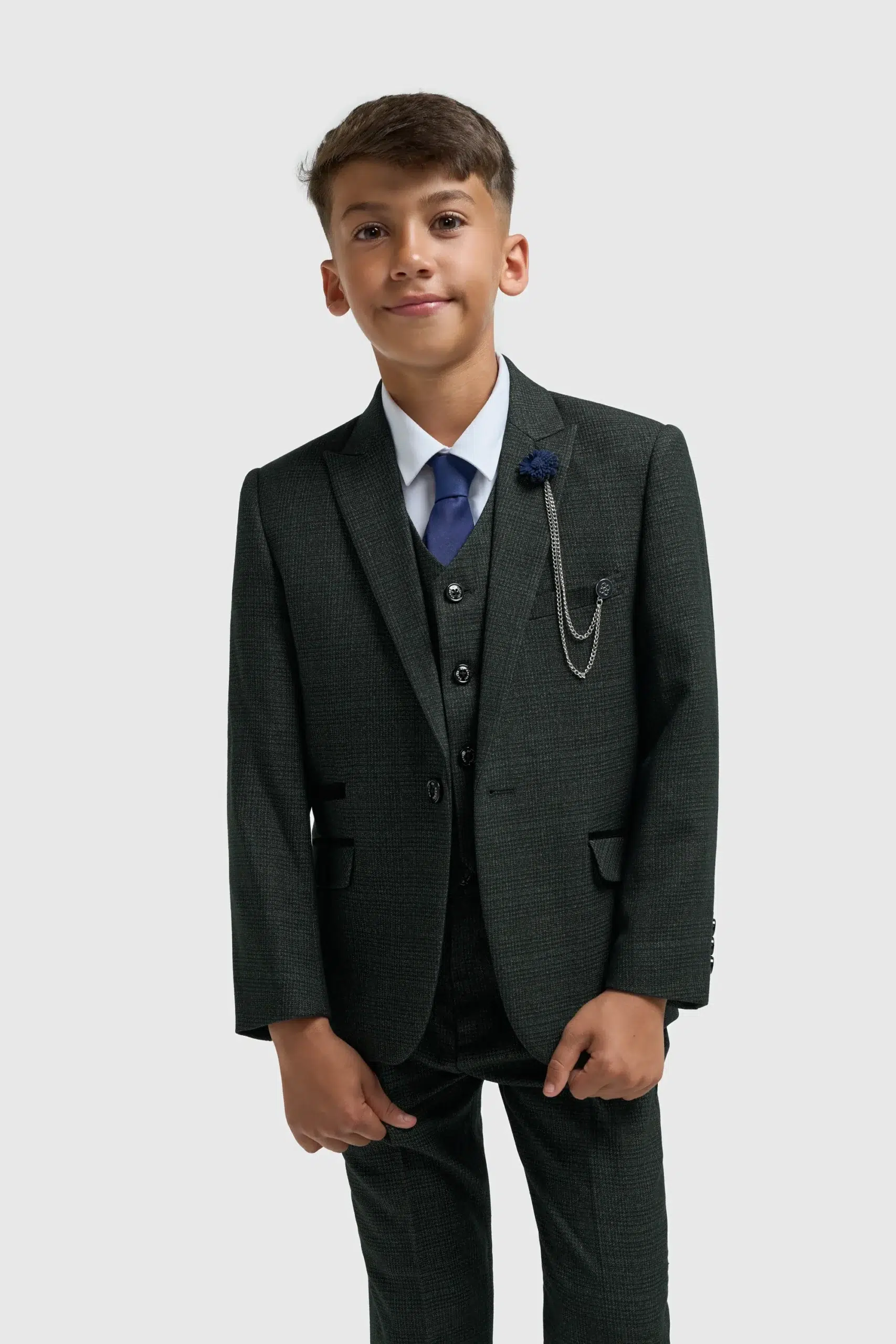 Caridi Olive Green Check Boys 3 Piece Suit | Mr. Munro
